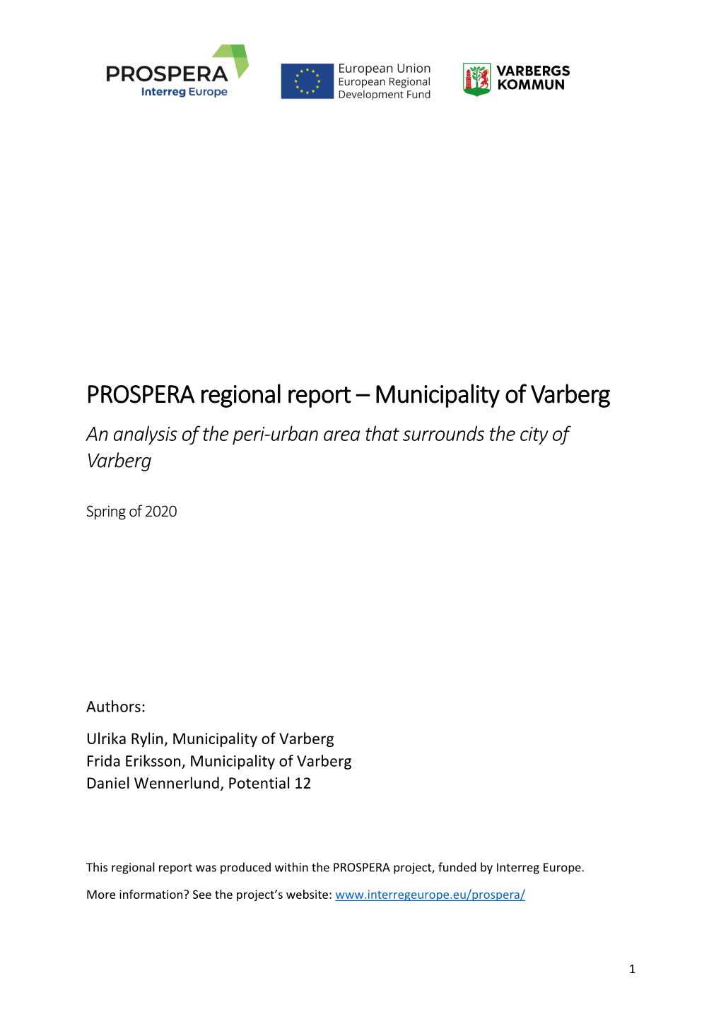 PROSPERA Regional Report – Municipality of Varberg