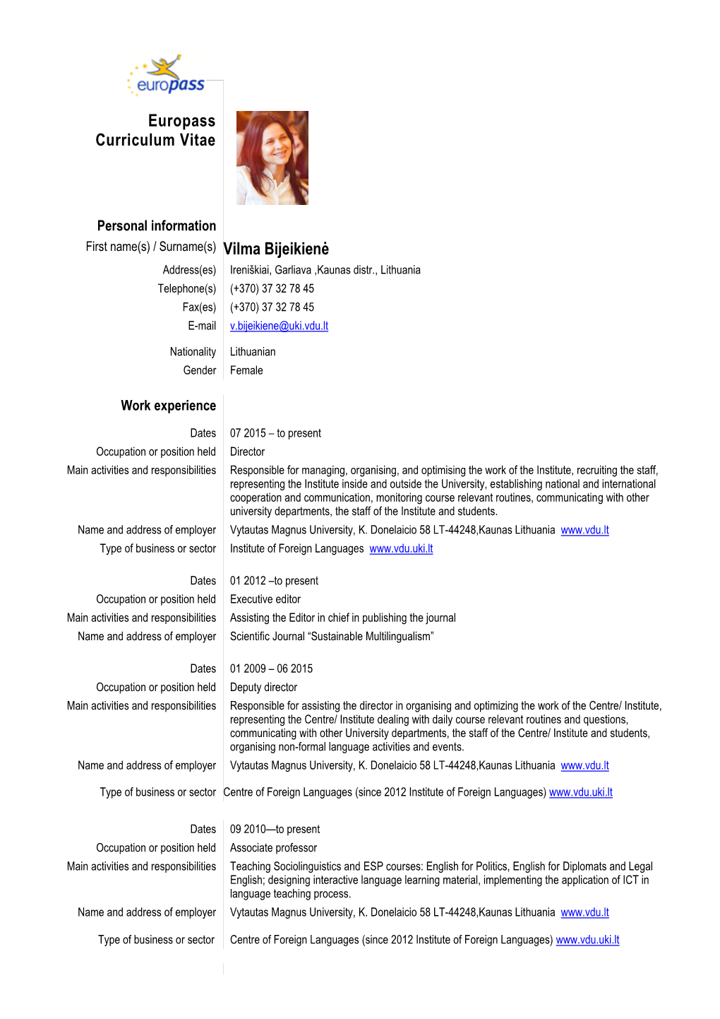 Europass Curriculum Vitae