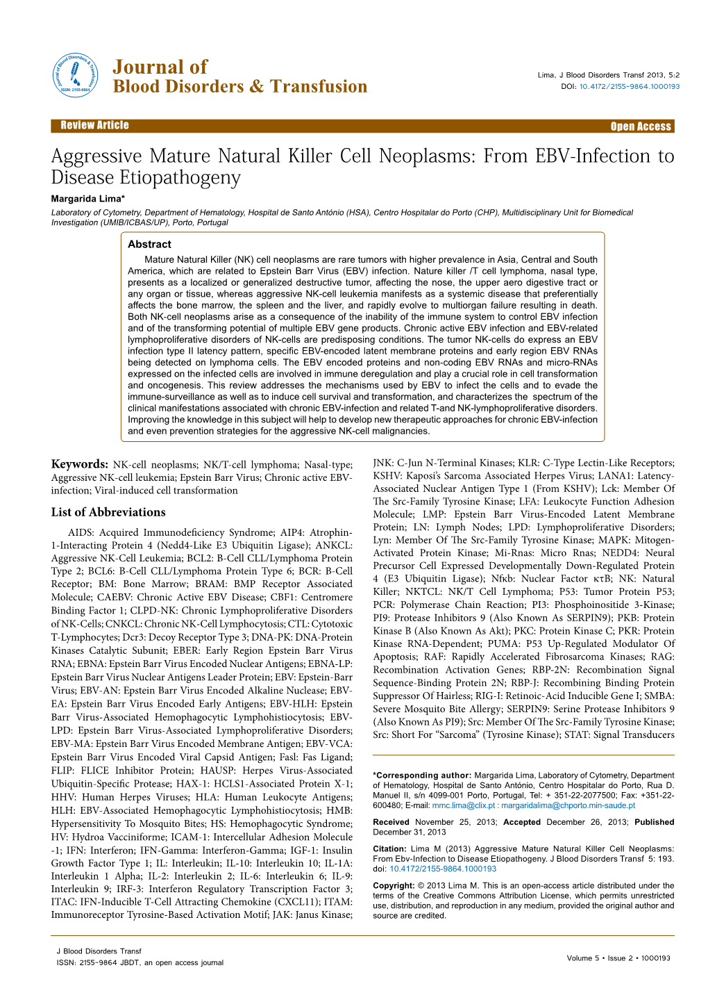 Aggressive Mature Natural Killer Cell Neoplasms