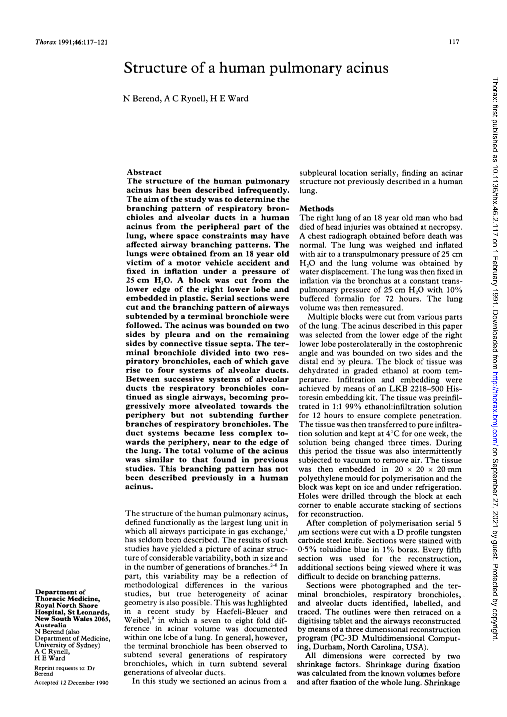 Structure Ofa Human Pulmonary Acinus