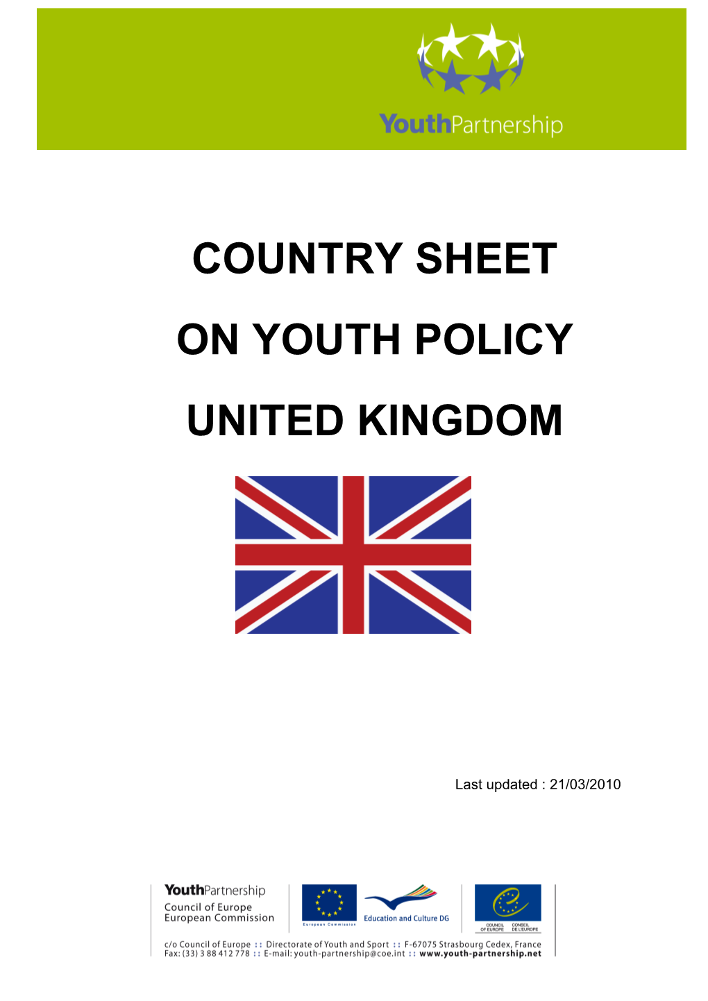 Country Sheet on Youth Policy United Kingdom