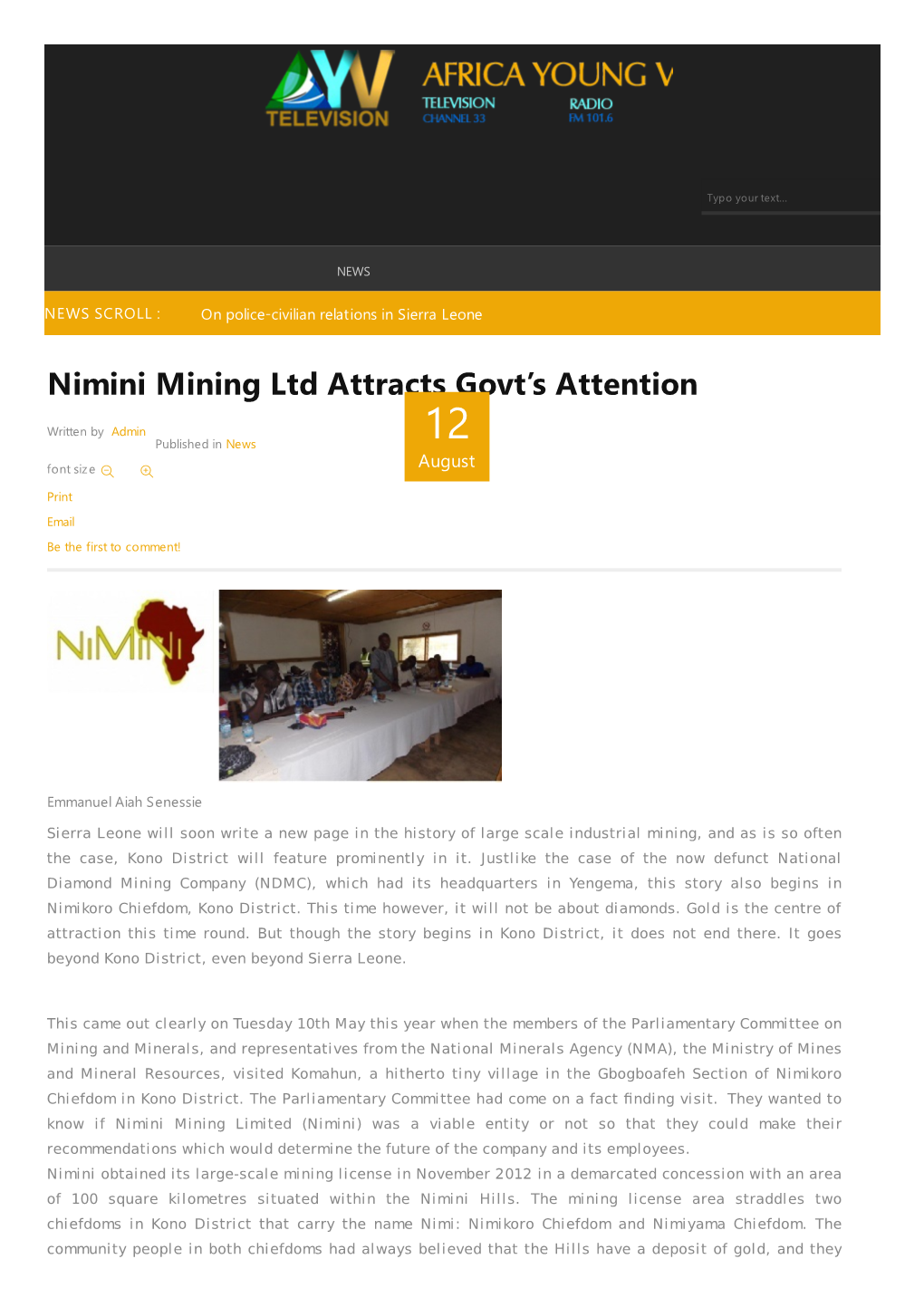 Nimini Mining Ltd Attracts Govt's Attention