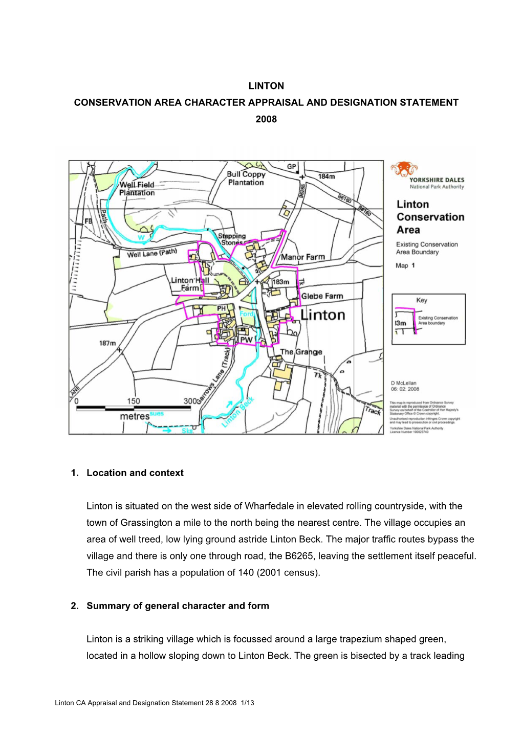 Linton Conservation Area Character Appraisal and Designation Statement 2008