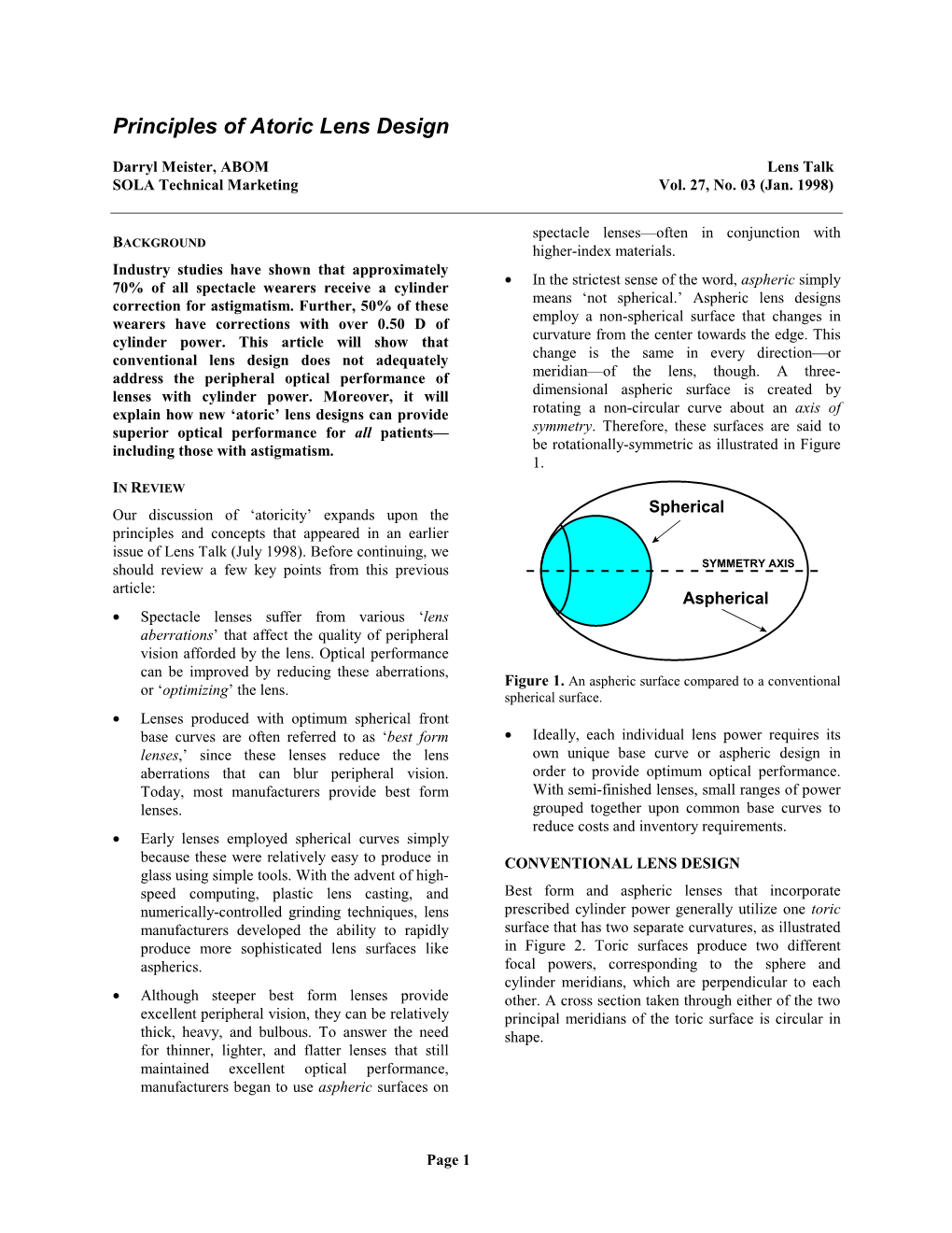 Principles of Atoric Lens Design