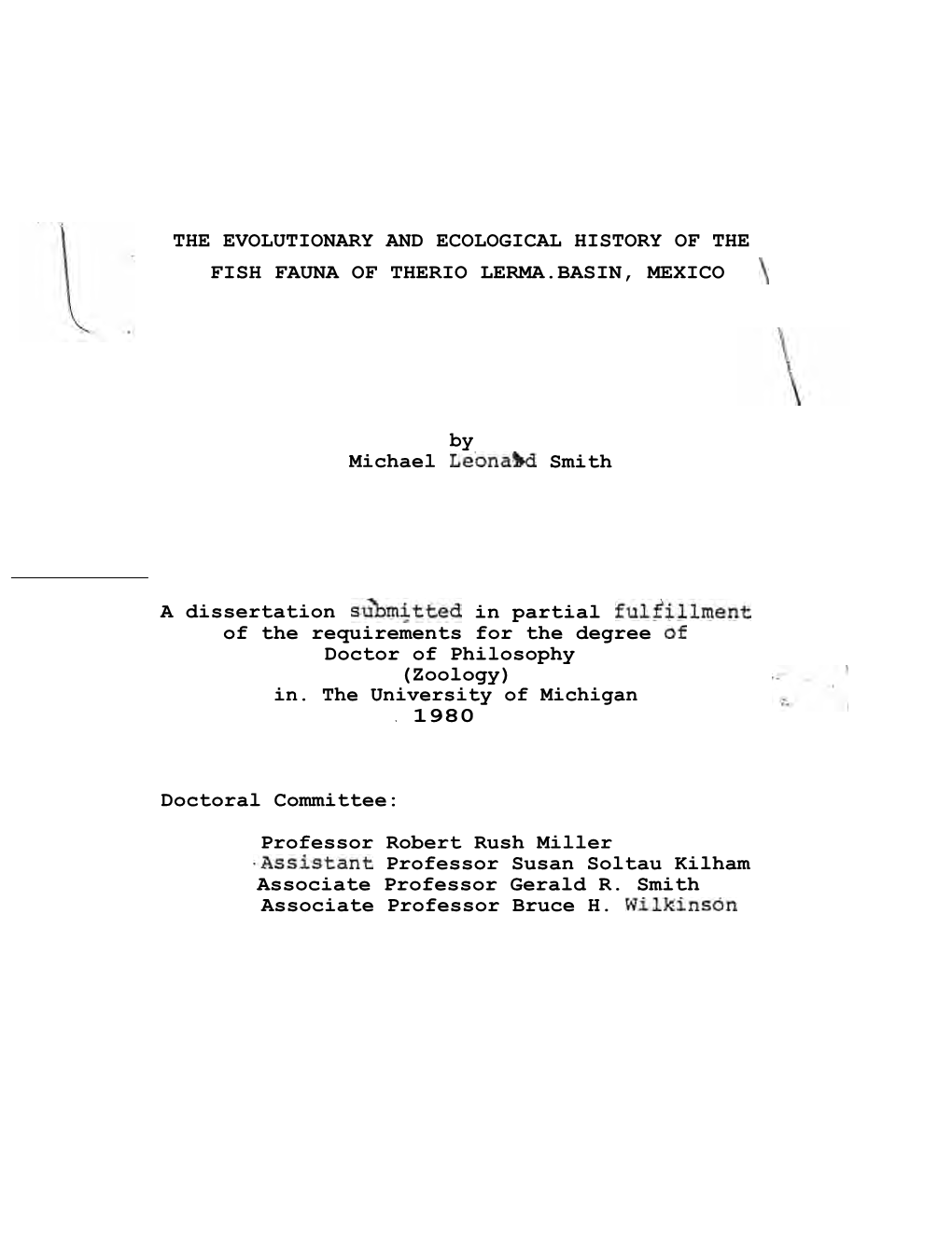 The Evolutionary and Ecological History of the Fish Fauna of Therio Lerma.Basin, Mexico \