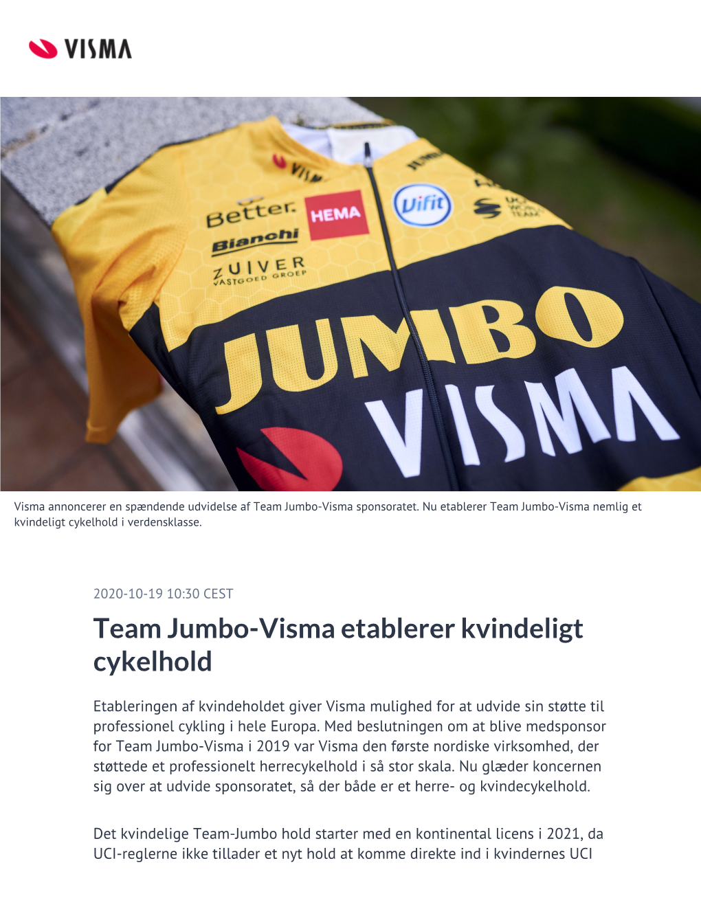 Team Jumbo-Visma Etablerer Kvindeligt Cykelhold