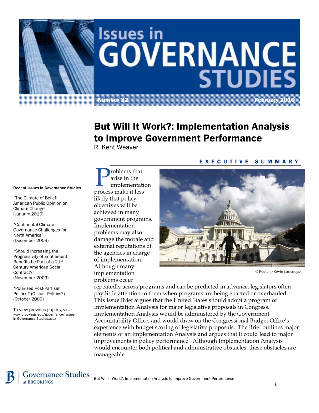 Implementation Analysis to Improve Government Performance R