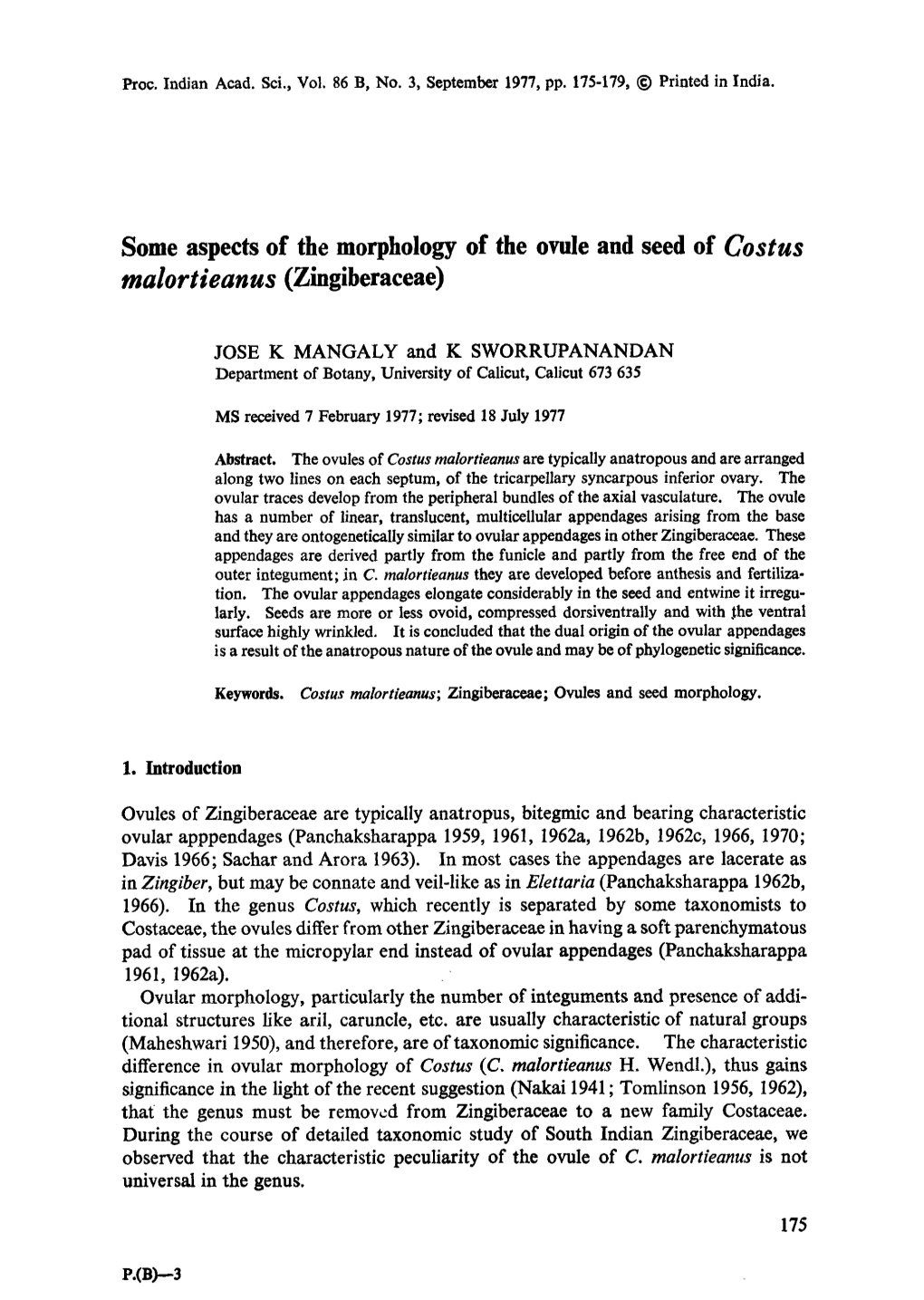 Some Aspects of the Morphology of the Ovule and Seed of &lt;Emphasis