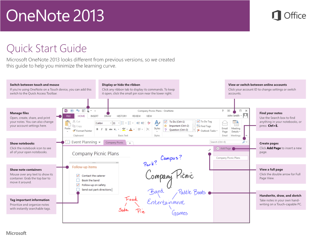 Onenote 2013 Quick Start Guide