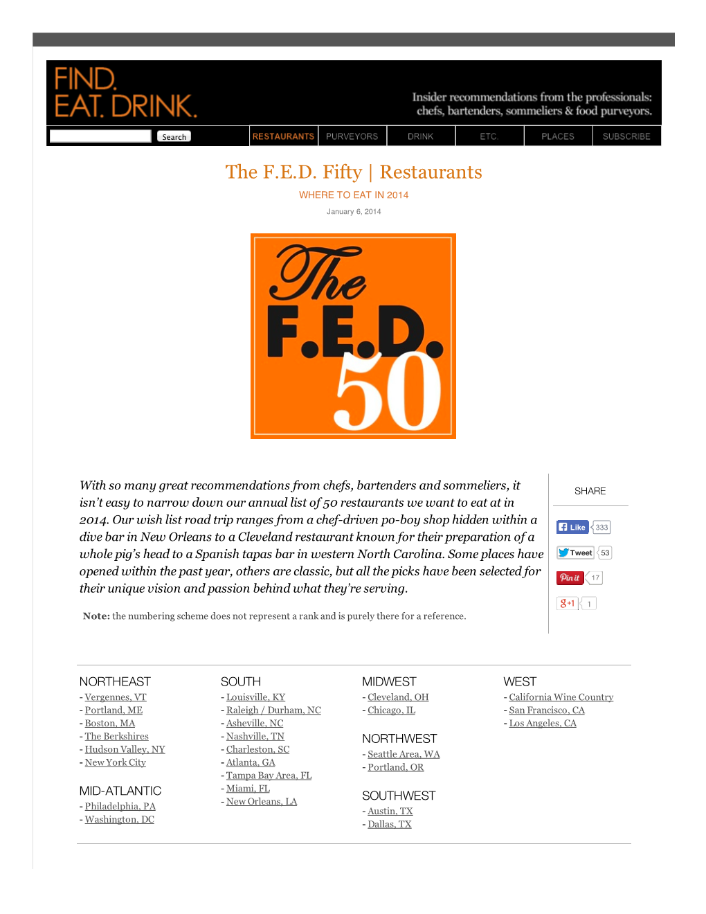 The F.E.D. Fifty | Restaurants WHERE to EAT in 2014