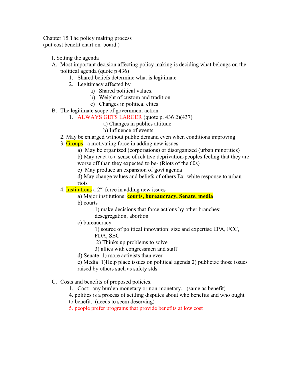 Chapter 15 The Policy Making Process