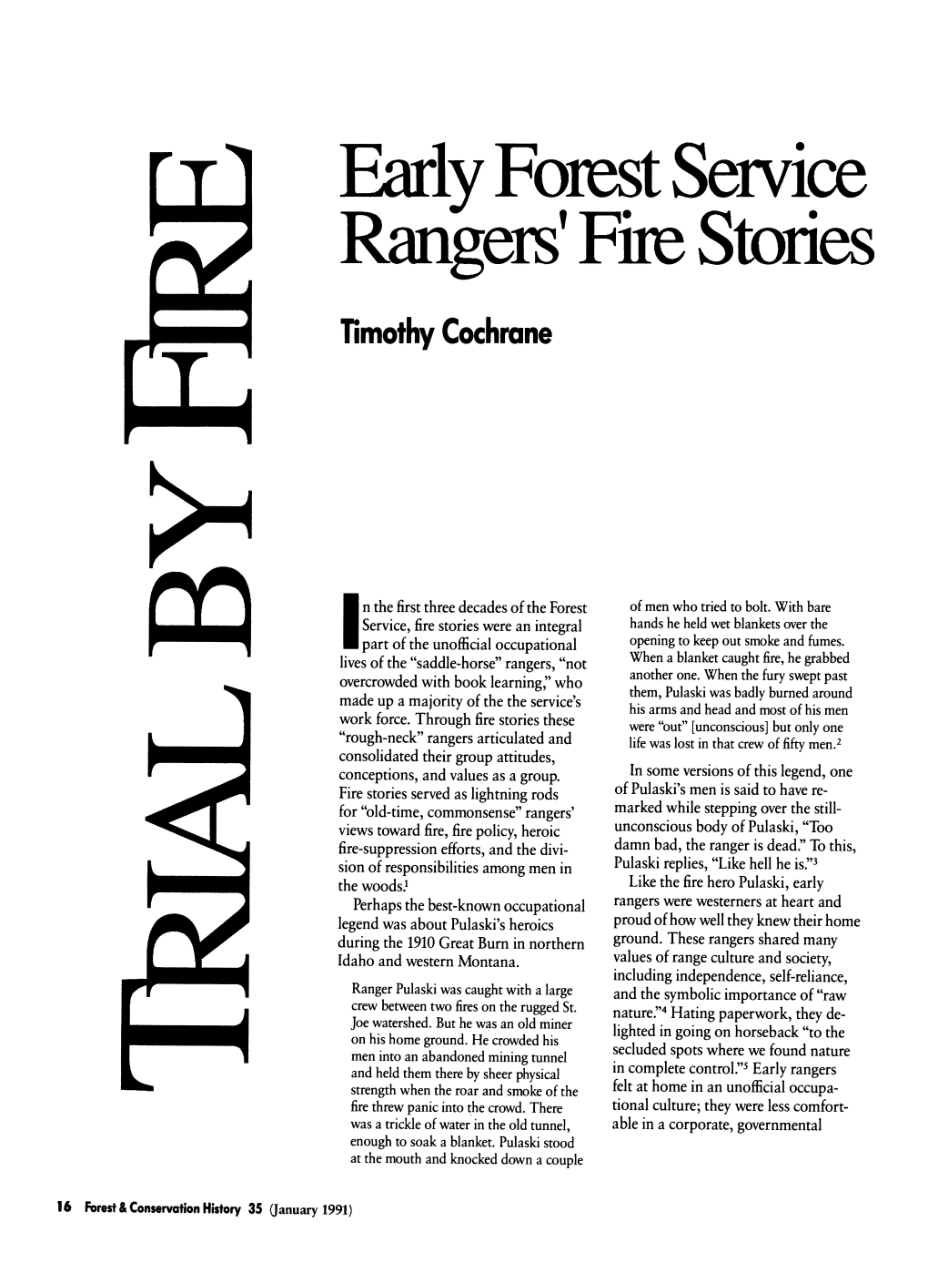 Early Forest Service Rangers' Fire Stories