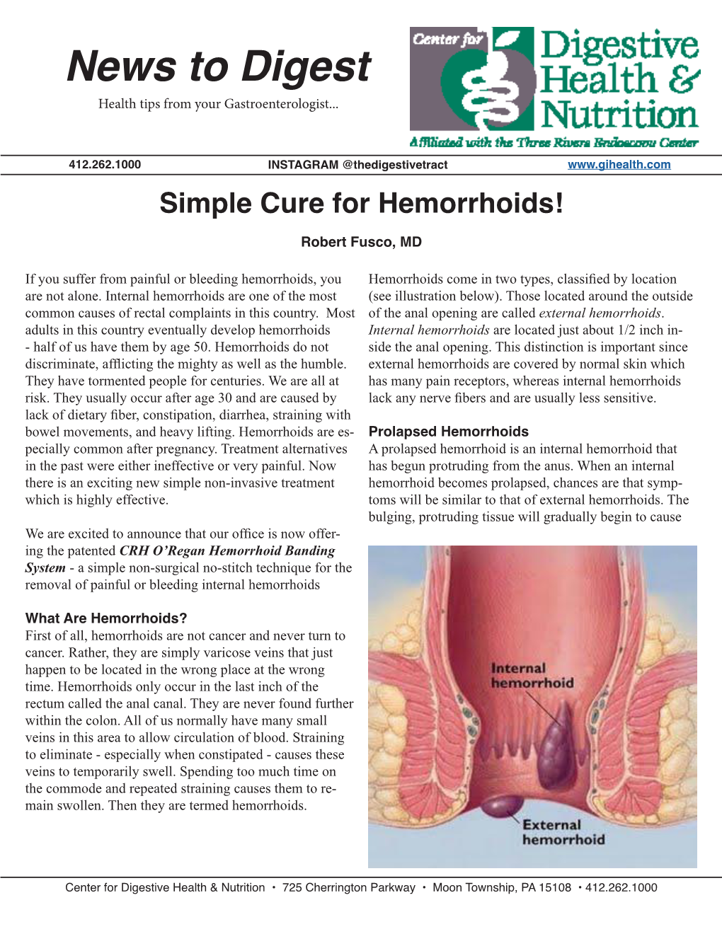 Simple Cure for Hemorrhoids! Robert Fusco, MD