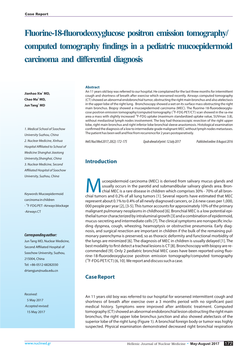 Computed Tomography Findings in a Pediatric Mucoepidermoid Carcinom