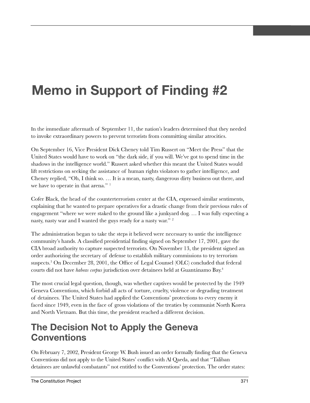 Memo in Support of Finding #2