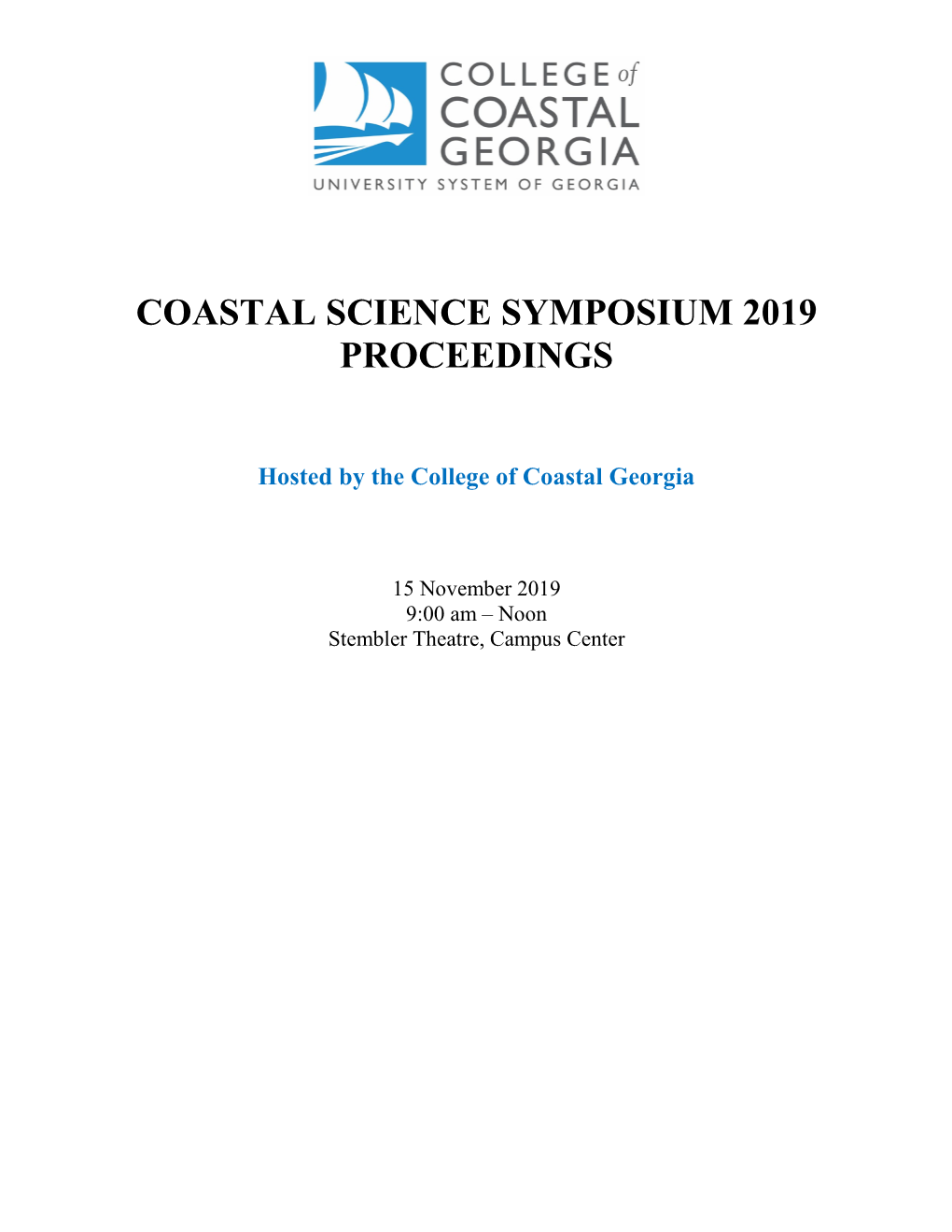 Coastal Science Symposium 2019 Proceedings