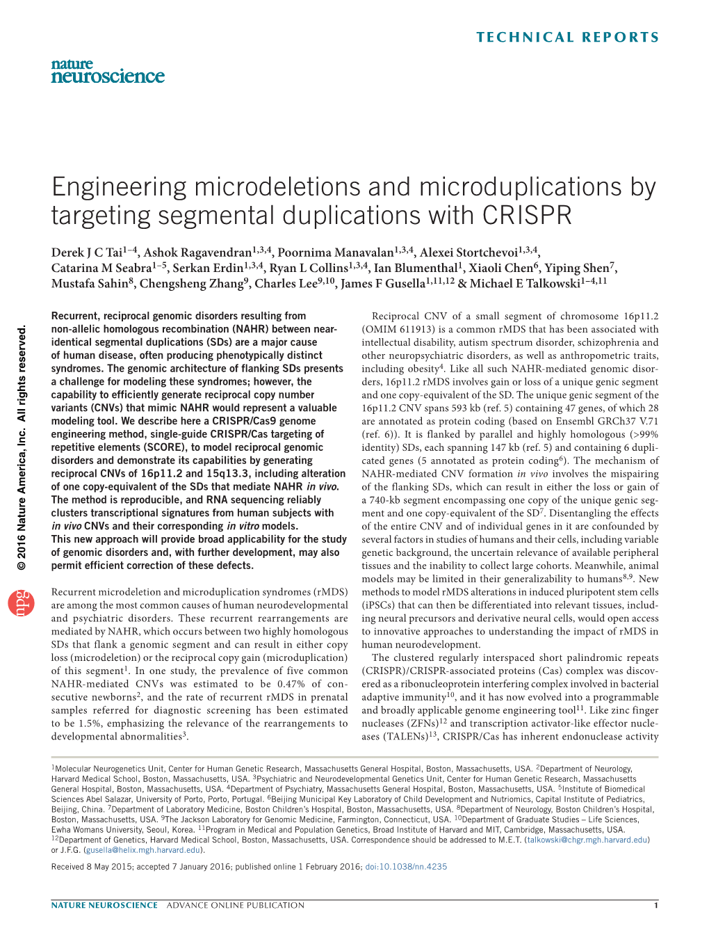 Engineering Microdeletions and Microduplications by Targeting