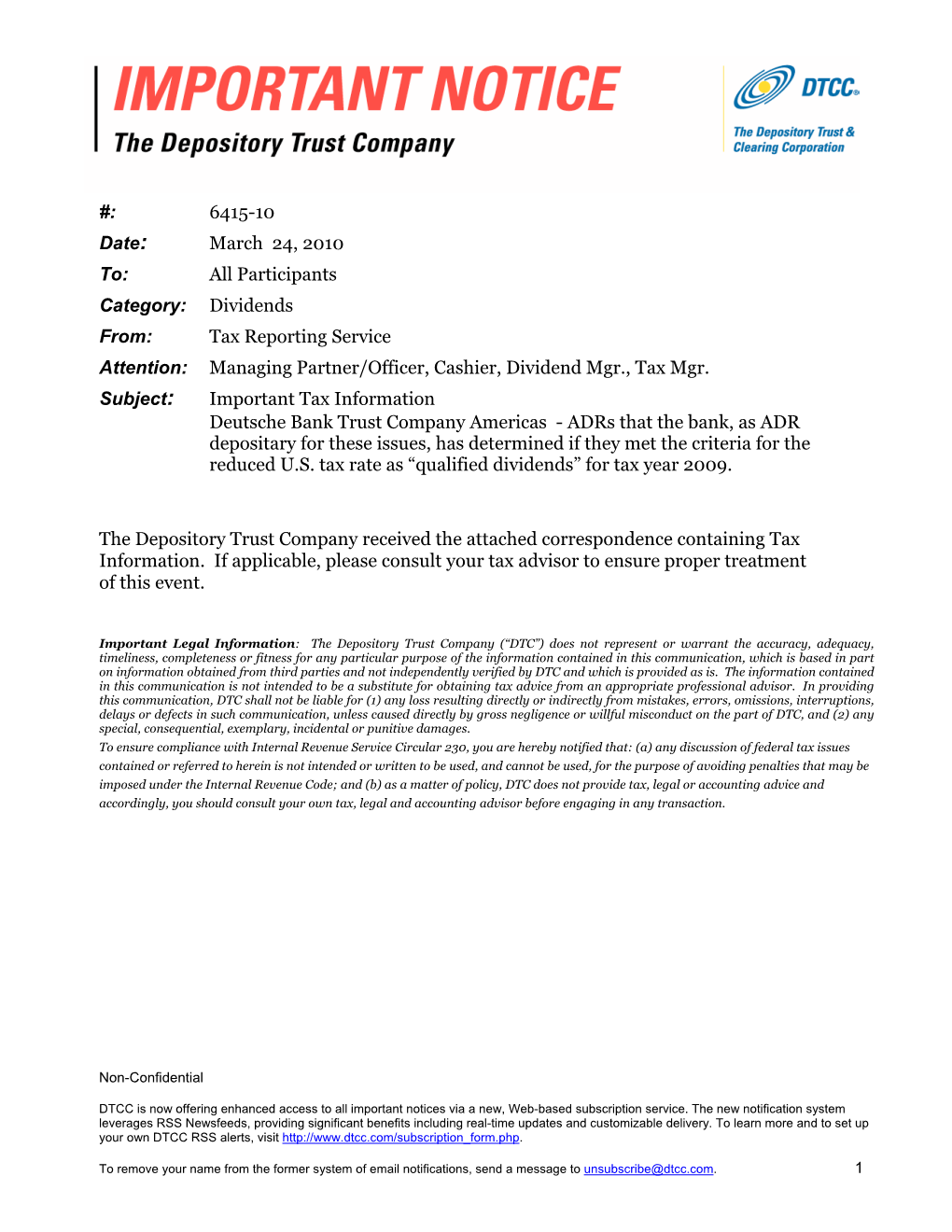 US Tax Liability on 2009 ADR Dividends