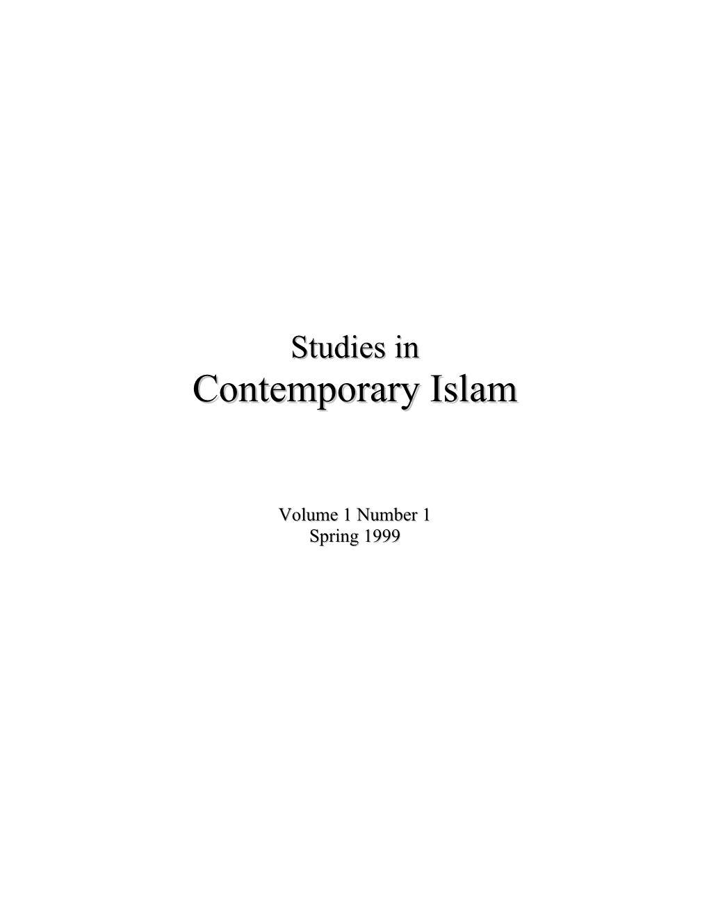 Contemporary Islam 1 (1999), 1:1–13