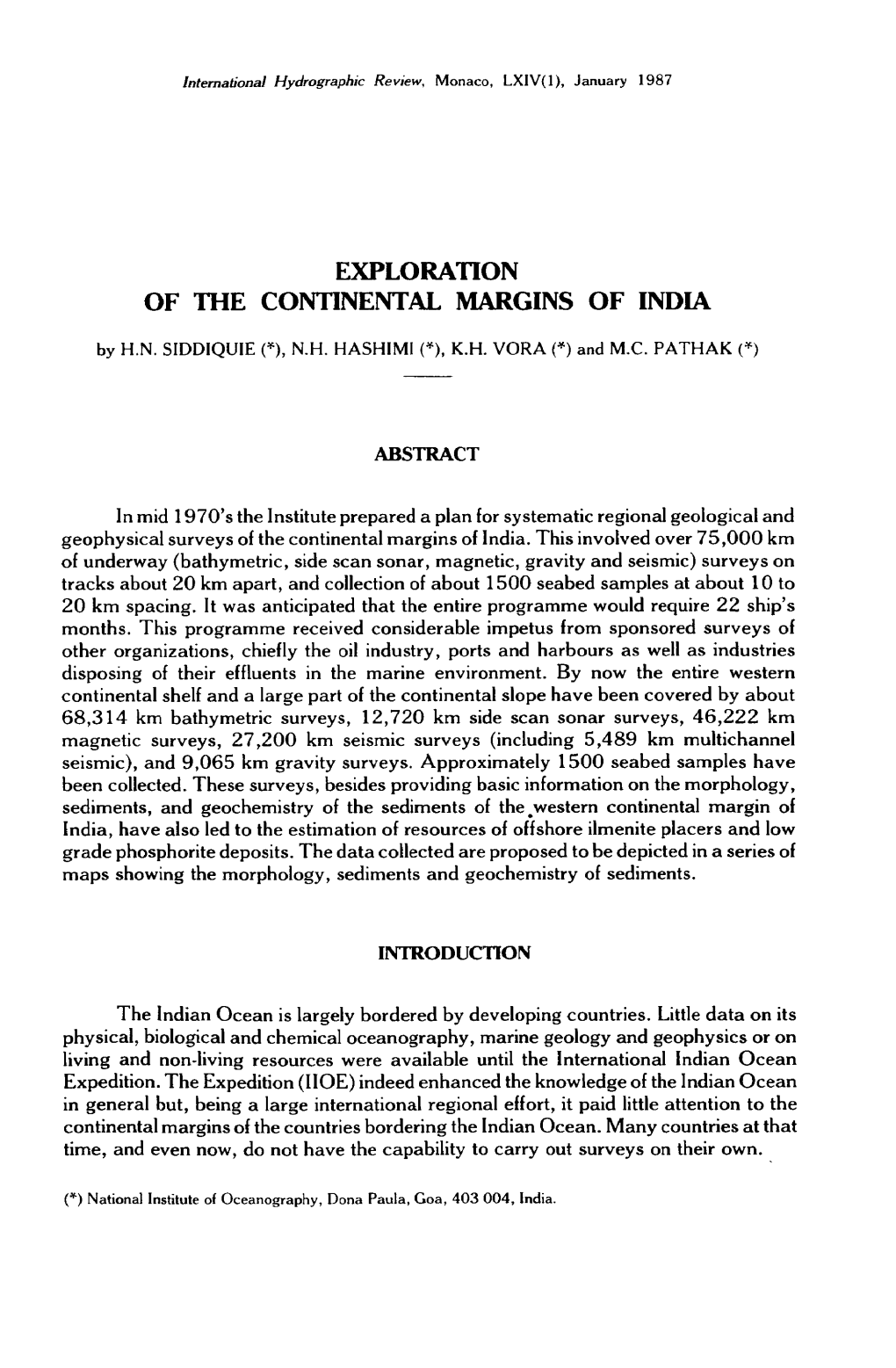 Exploration of the Continental Margins of India