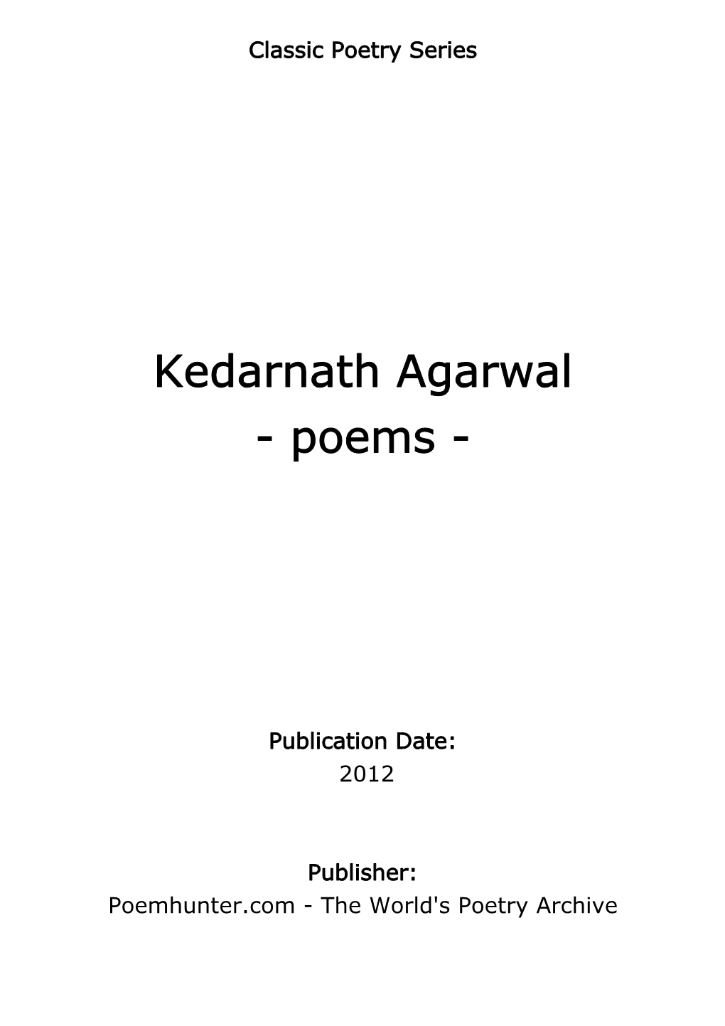 Kedarnath Agarwal - Poems