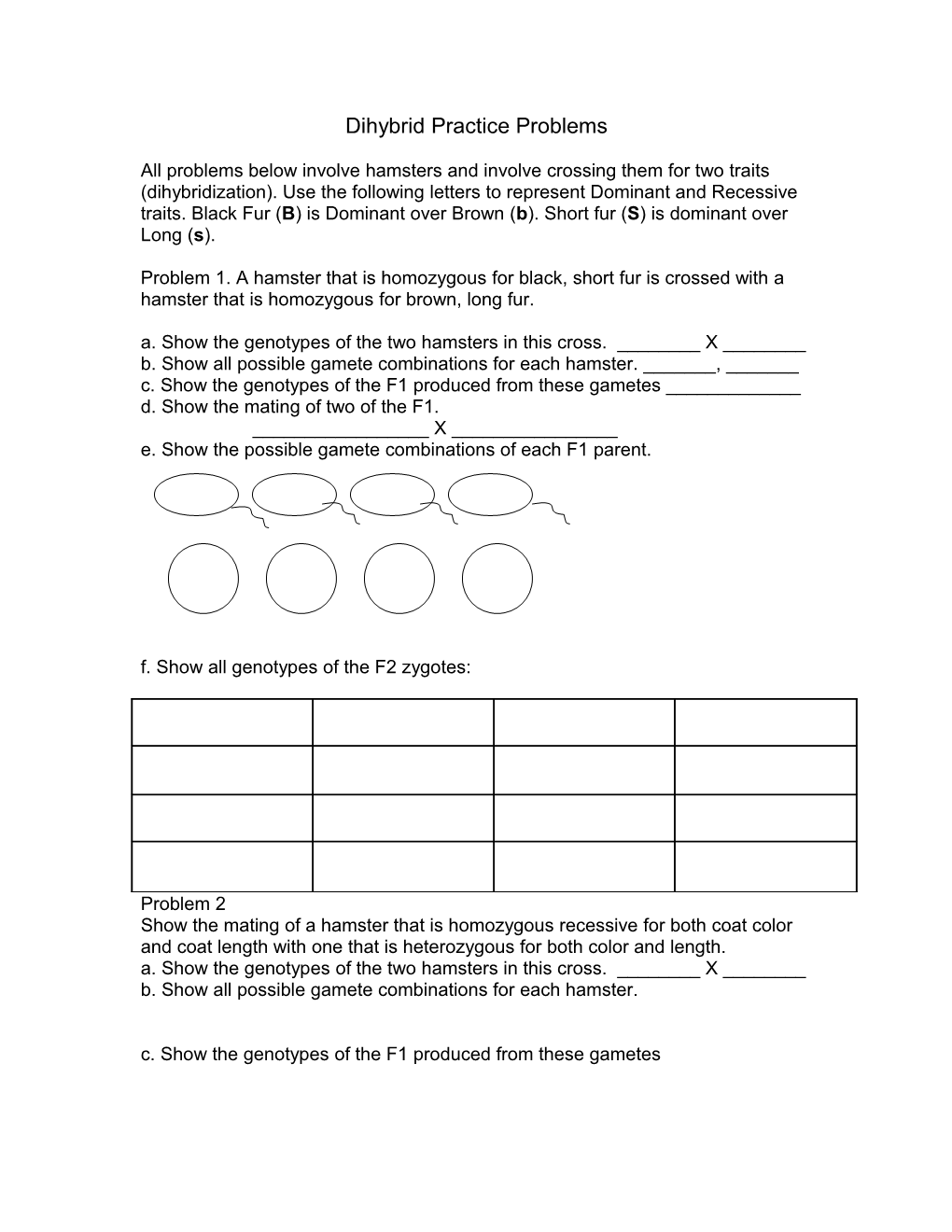 Dihybrid Practice Problems