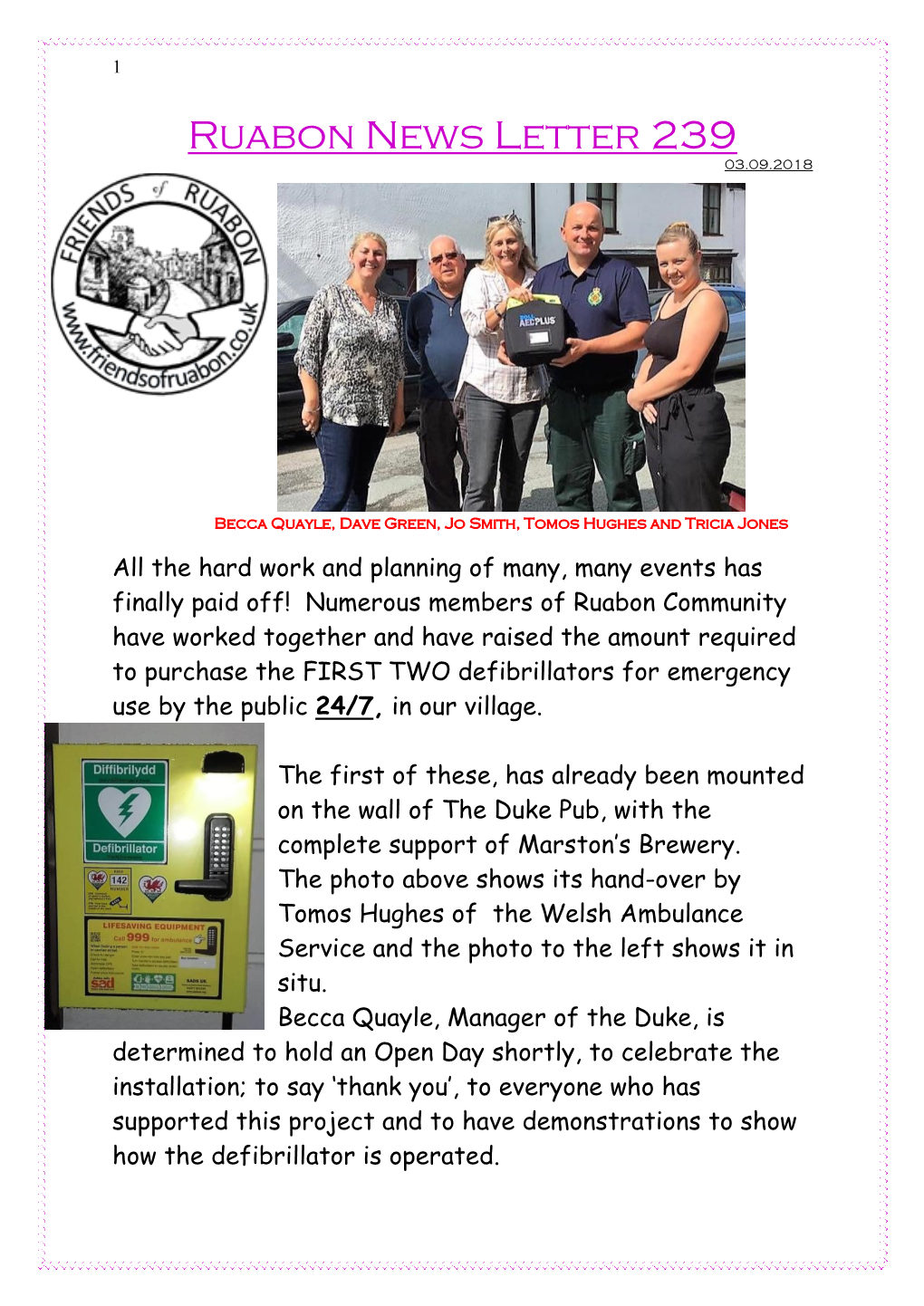 Ruabon News Letter 239 03.09.2018