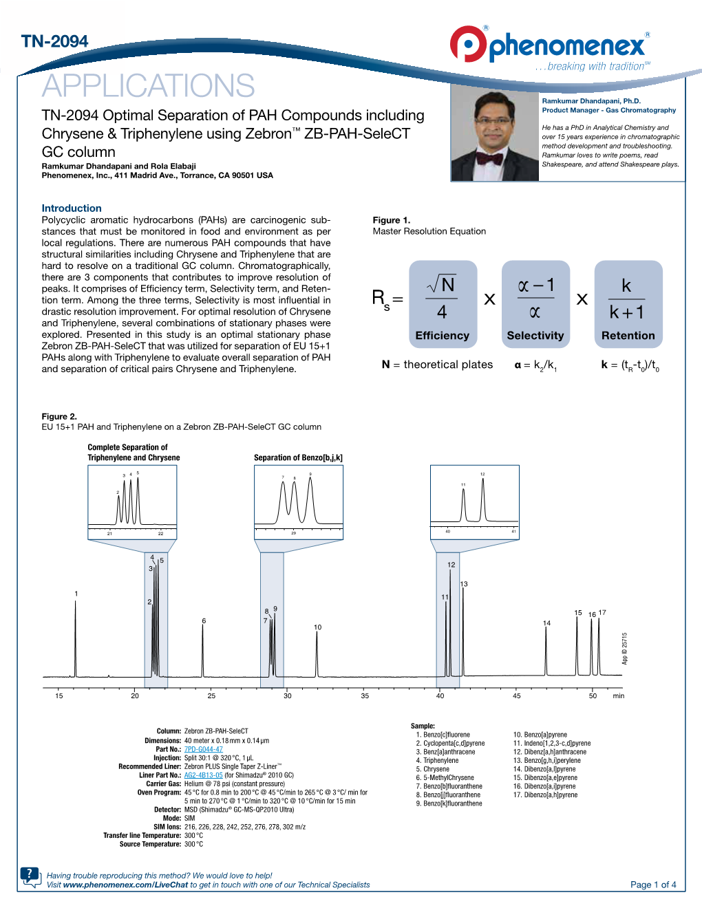 TN-2094 -Optimal Separation of PAH Compounds Including Chrysene