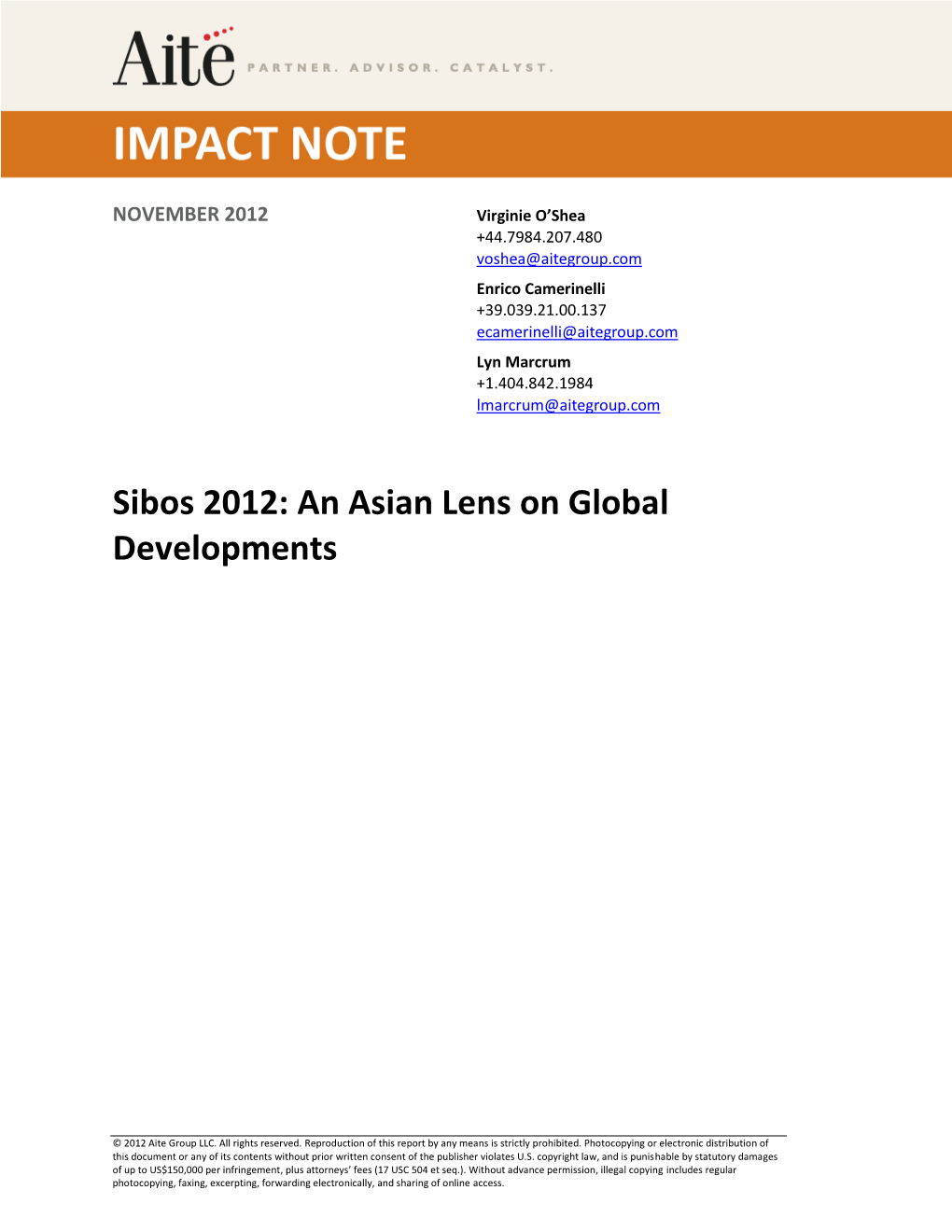 Sibos 2012: an Asian Lens on Global Developments