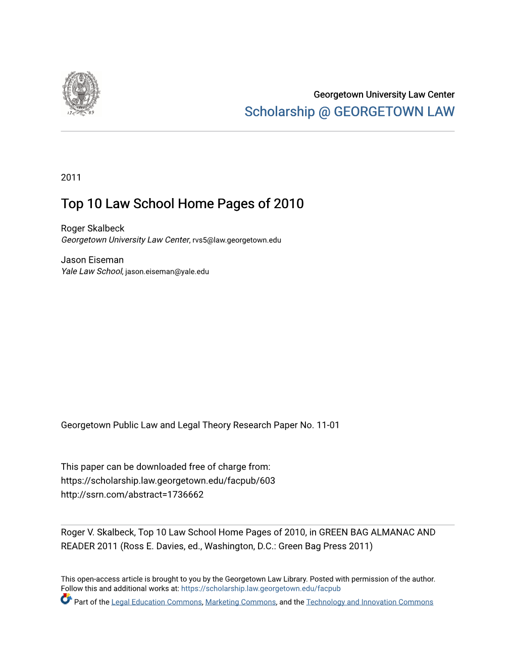 Top 10 Law School Home Pages of 2010