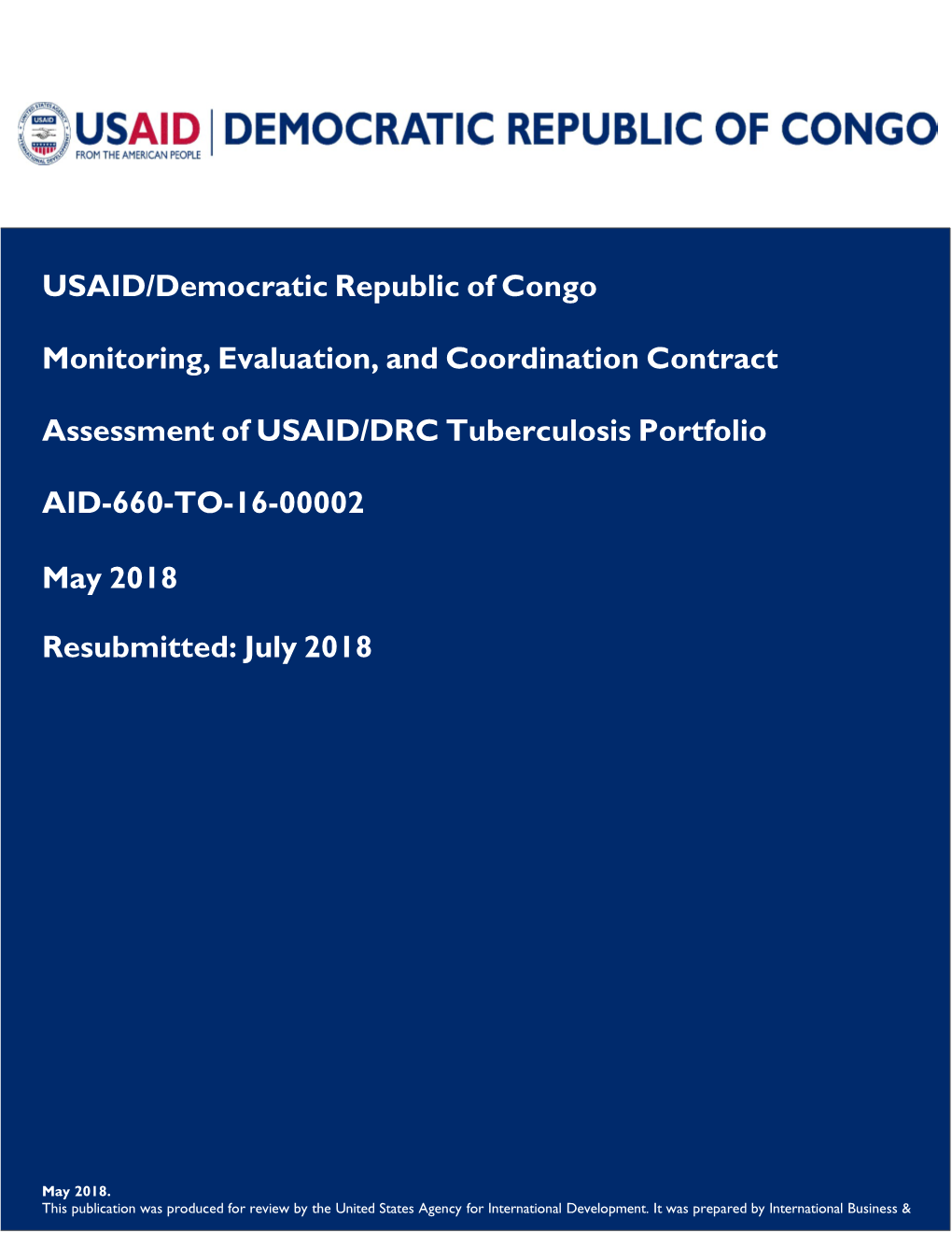 USAID/Democratic Republic of Congo | Monitoring, Evaluation, And