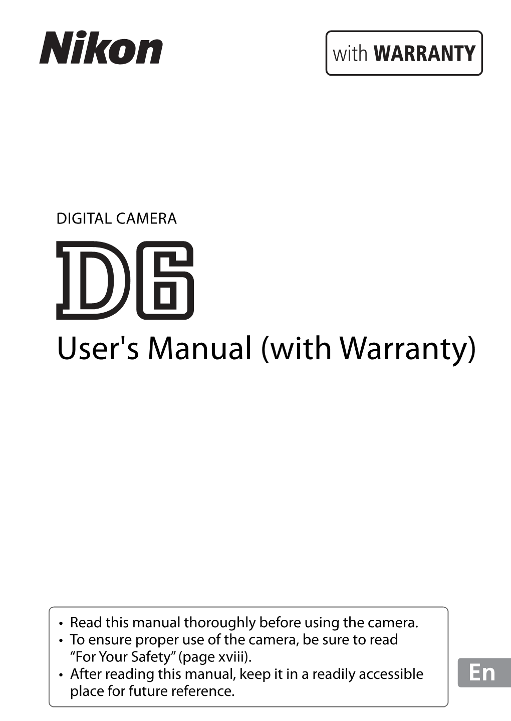 User's Manual (With Warranty) for Brief Quotation in Critical Articles Or Reviews), May Be Made Without Written Authorization from NIKON CORPORATION