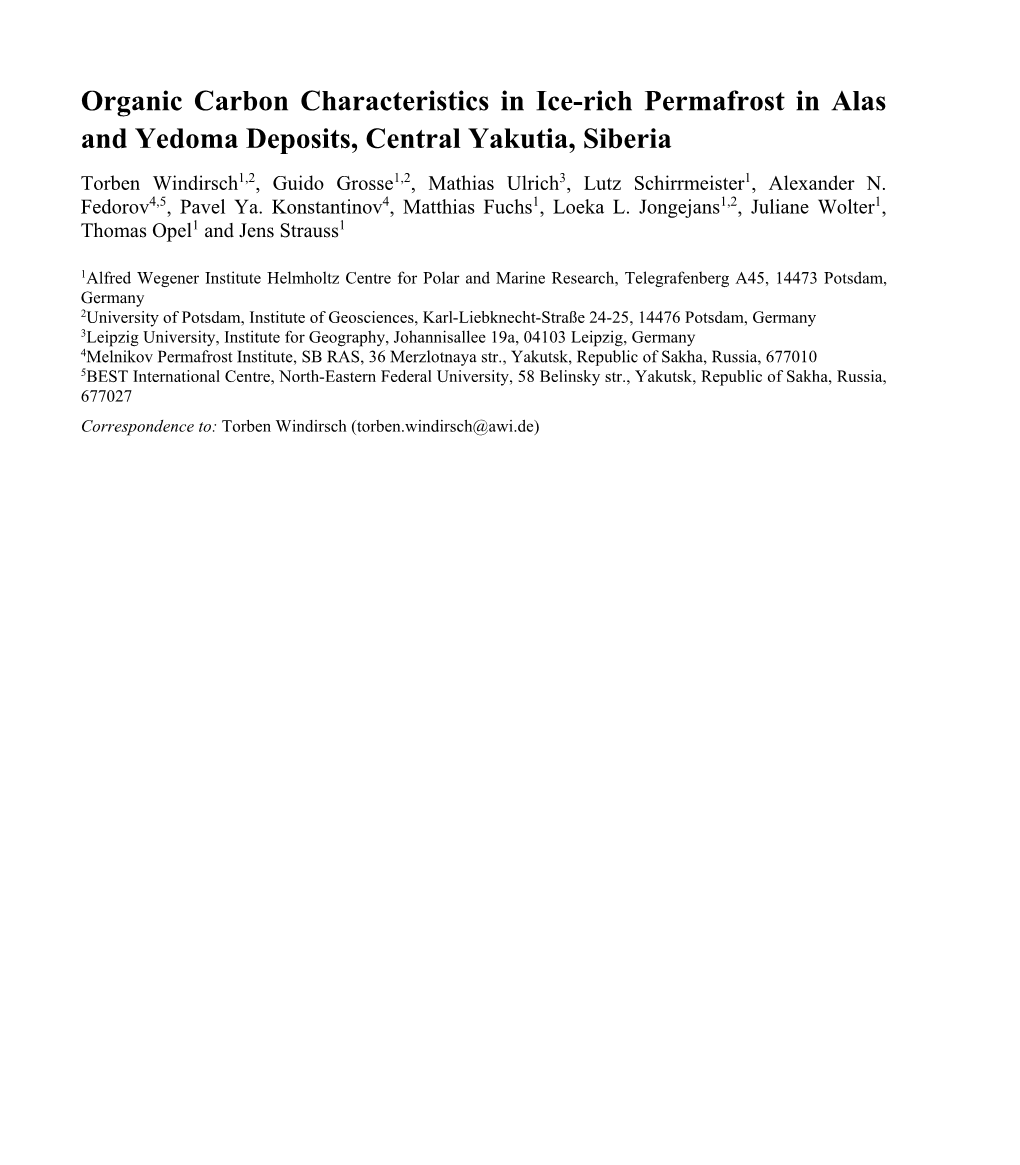 Organic Carbon Characteristics in Ice-Rich Permafrost in Alas And