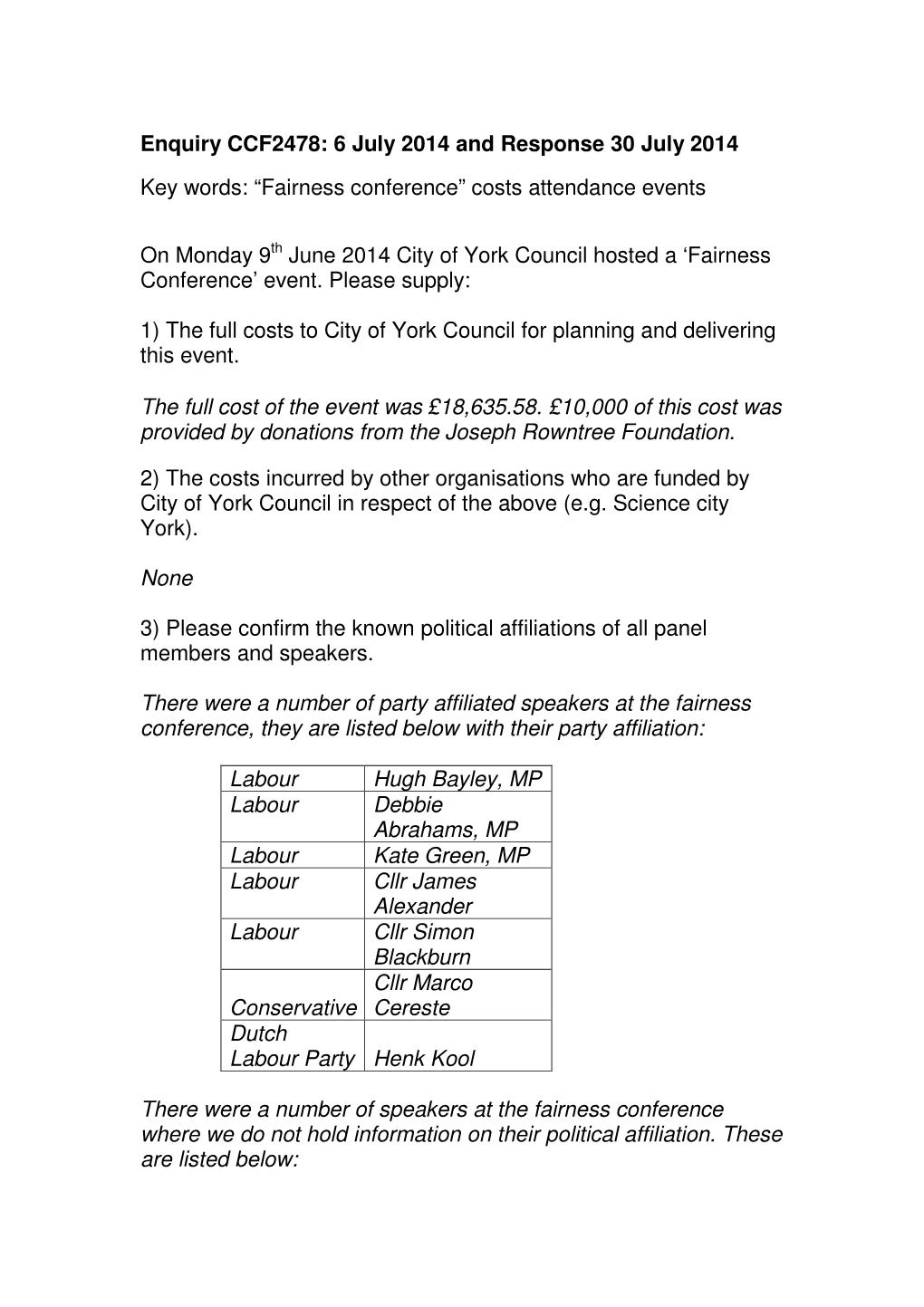 NFC York International Fairness Conference 2014