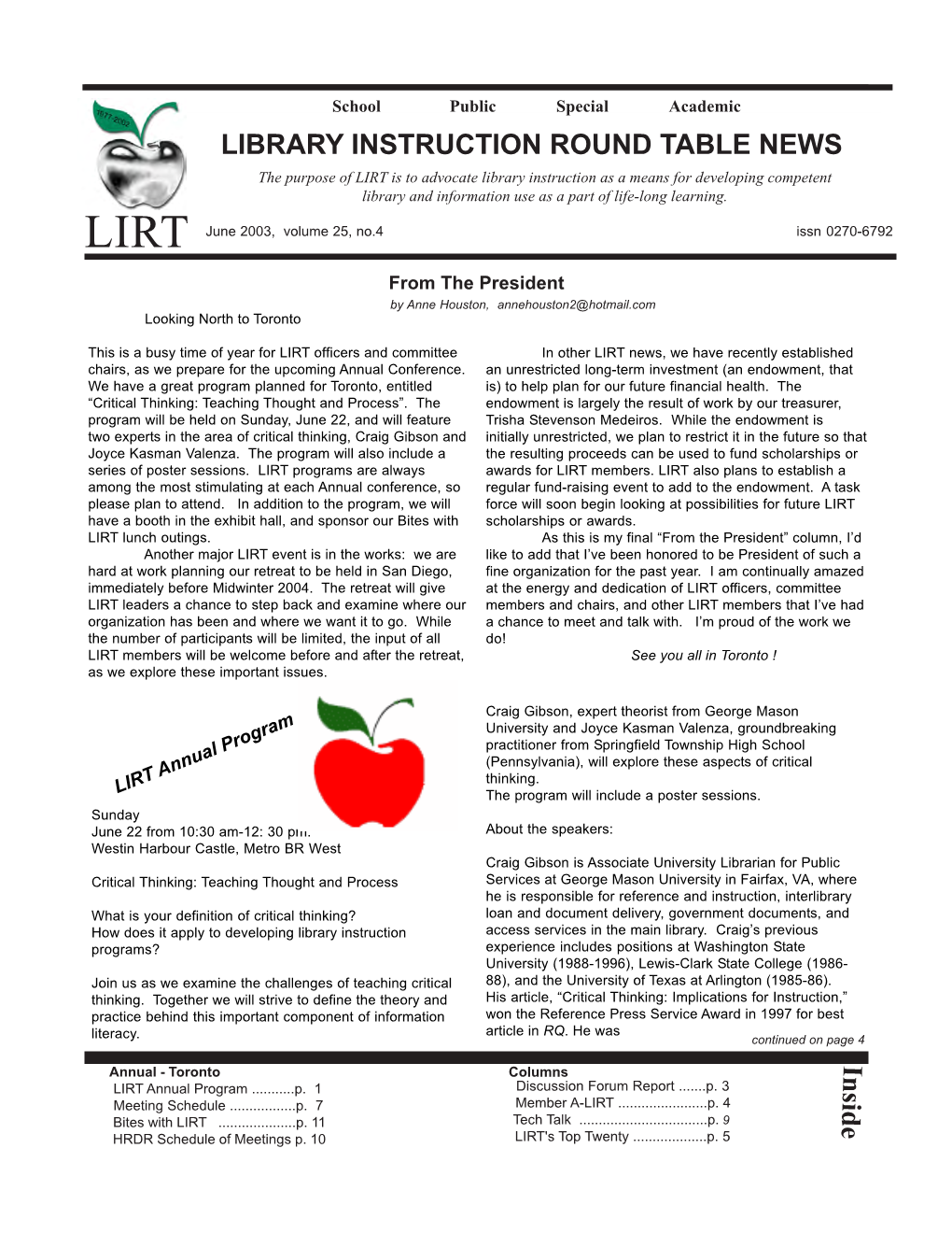 Library Instruction Round Table News