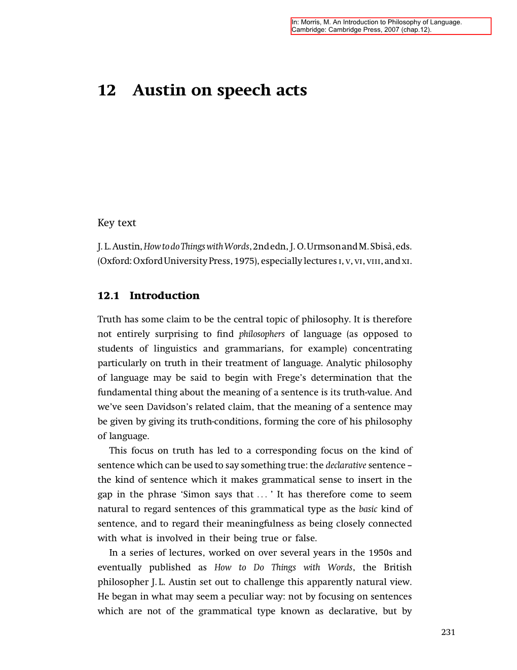 12 Austin on Speech Acts