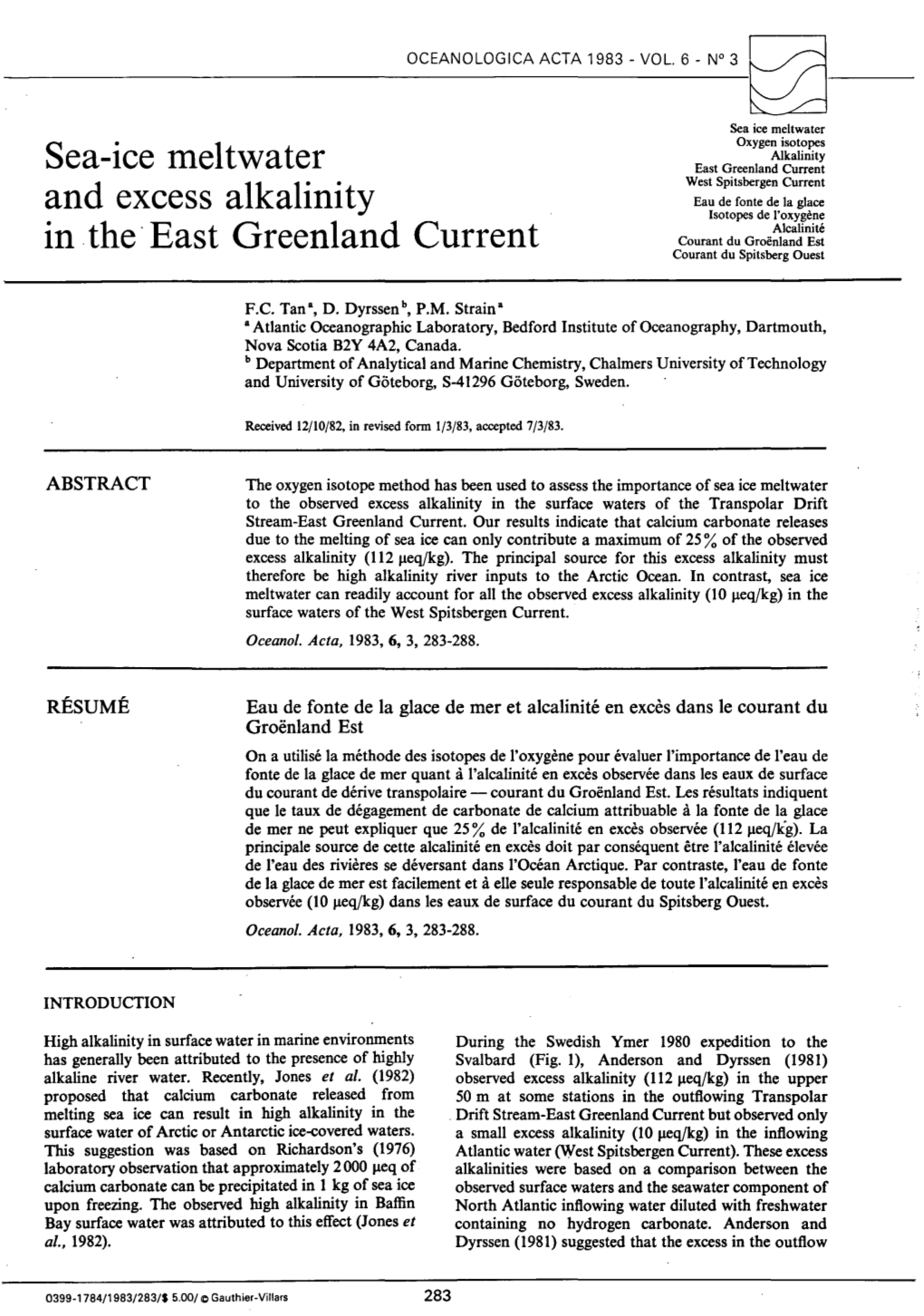 Sea-Ice Meltwater and Excess Alkalinity in the East Greenland