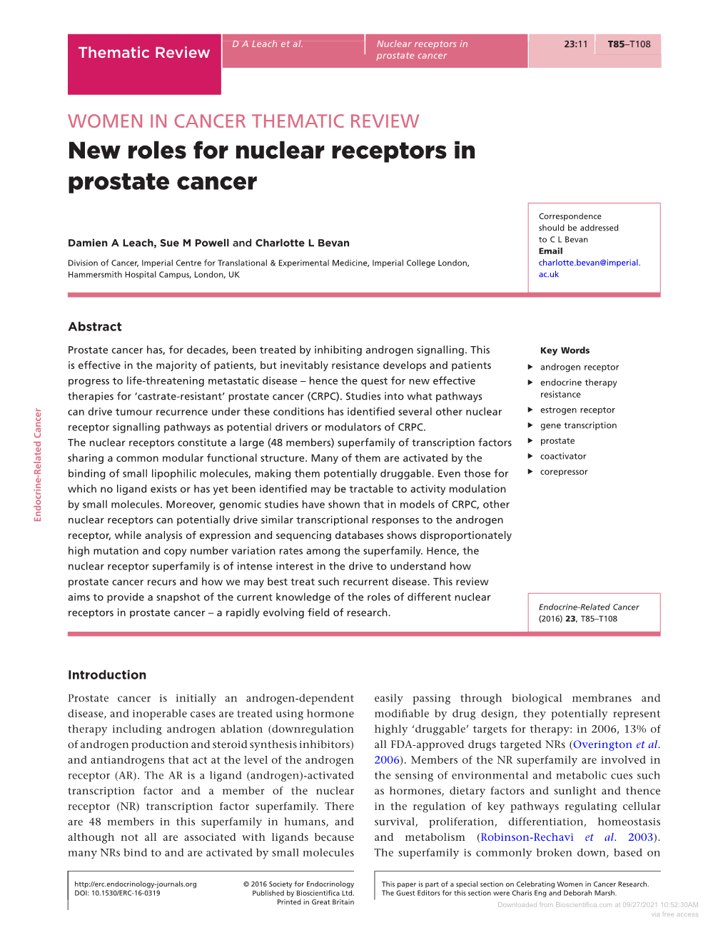 New Roles for Nuclear Receptors in Prostate Cancer