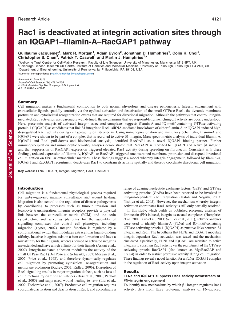 Rac1 Is Deactivated at Integrin Activation Sites Through an IQGAP1