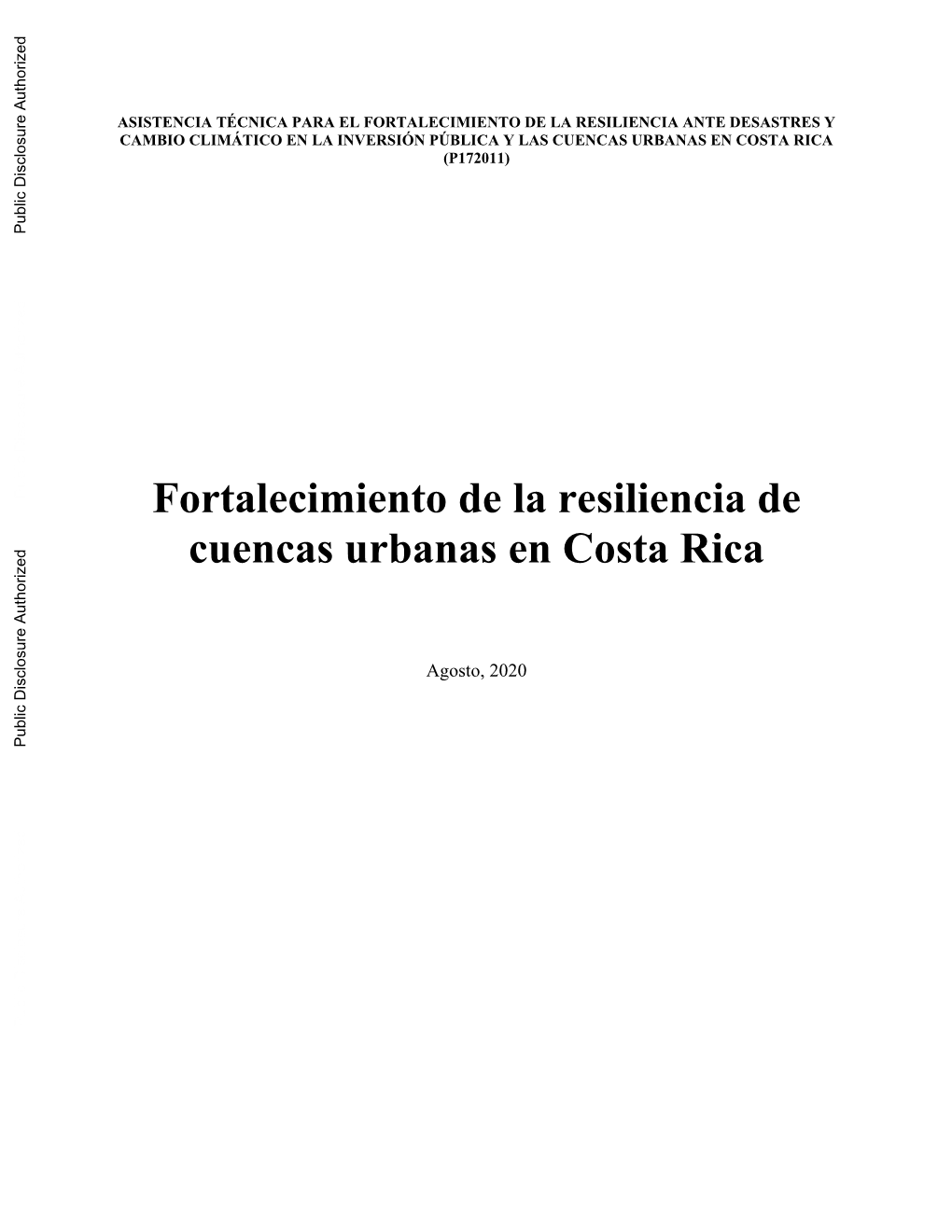 Fortalecimiento De La Resiliencia De Cuencas Urbanas En Costa Rica