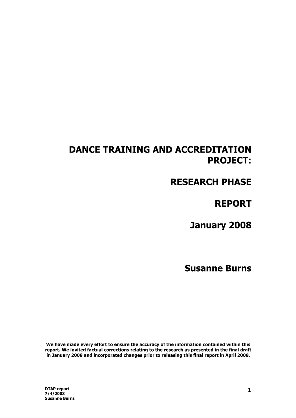 Dance Training and Accreditation Project