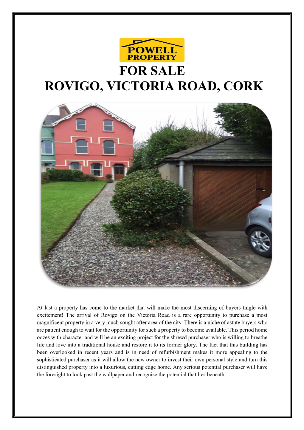 For Sale Rovigo, Victoria Road, Cork