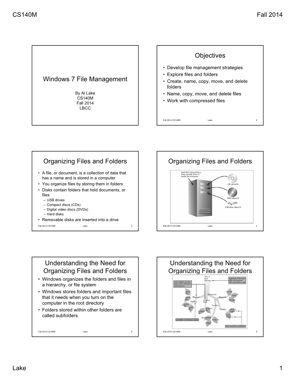 Windows 7 File Management Objectives Organizing Files And