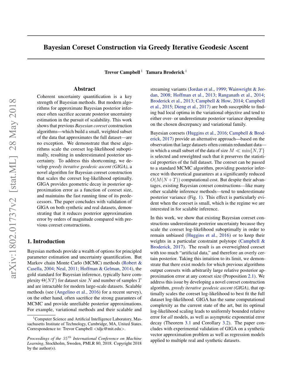 Bayesian Coreset Construction Via Greedy Iterative Geodesic Ascent