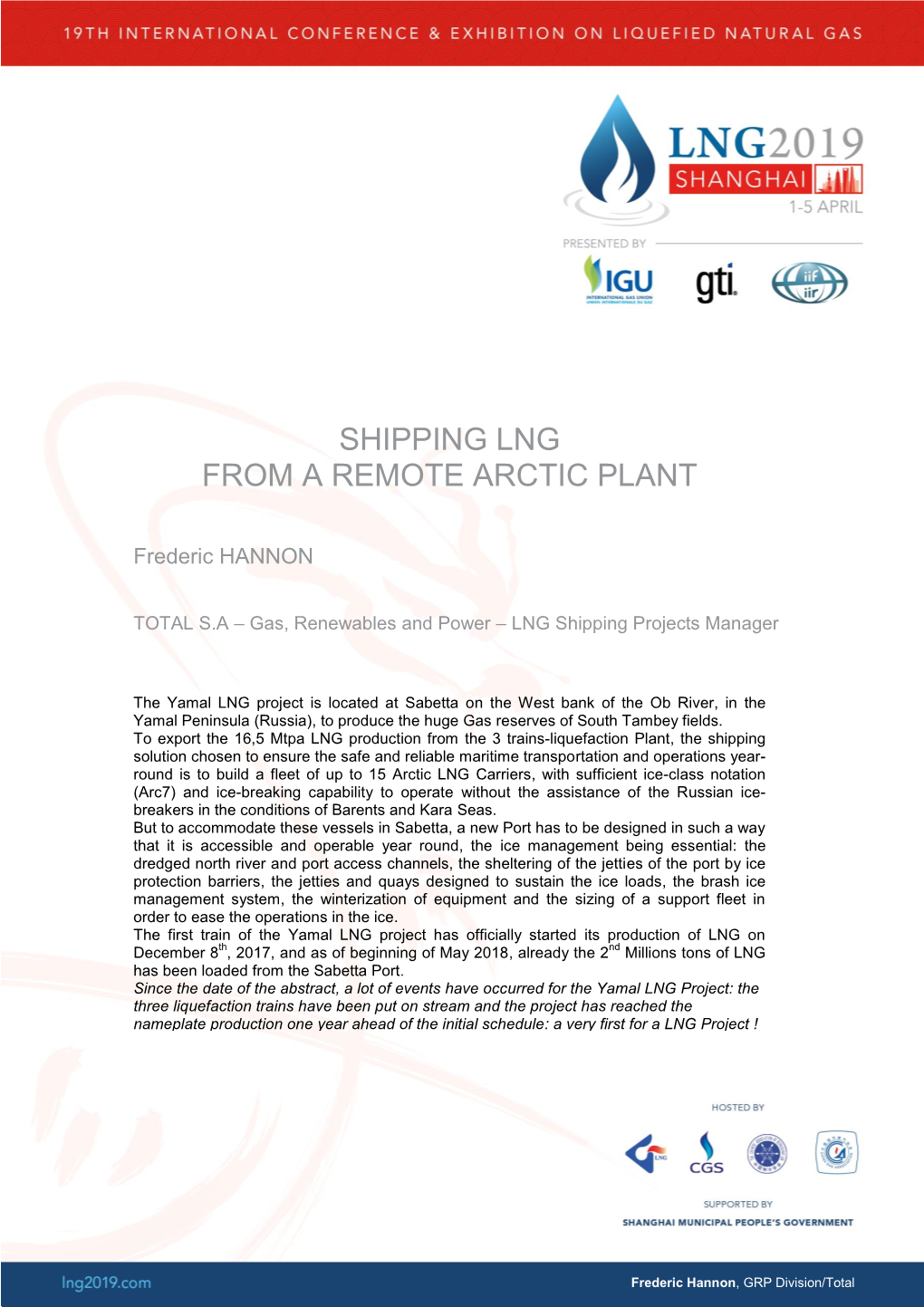 Shipping Lng from a Remote Arctic Plant