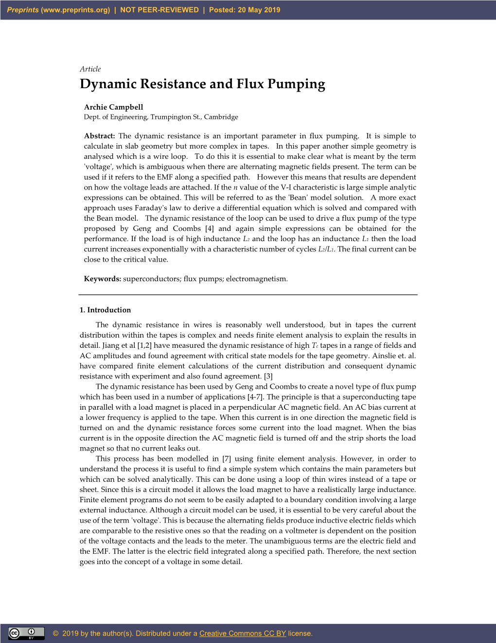 Dynamic Resistance and Flux Pumping