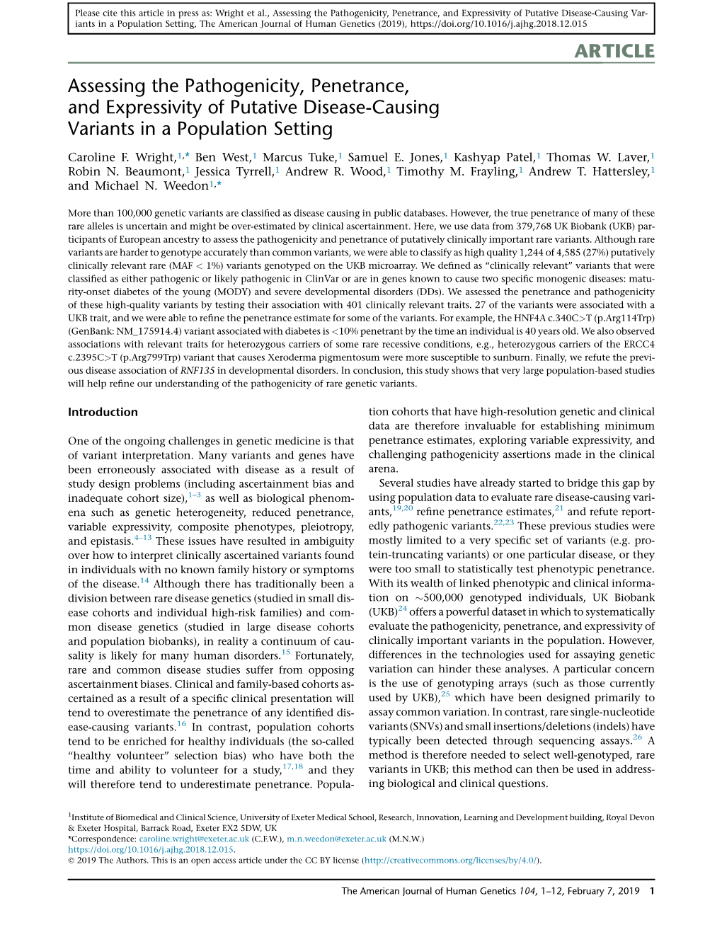 Assessing the Pathogenicity, Penetrance, and Expressivity of Putative Disease-Causing Variants in a Population Setting