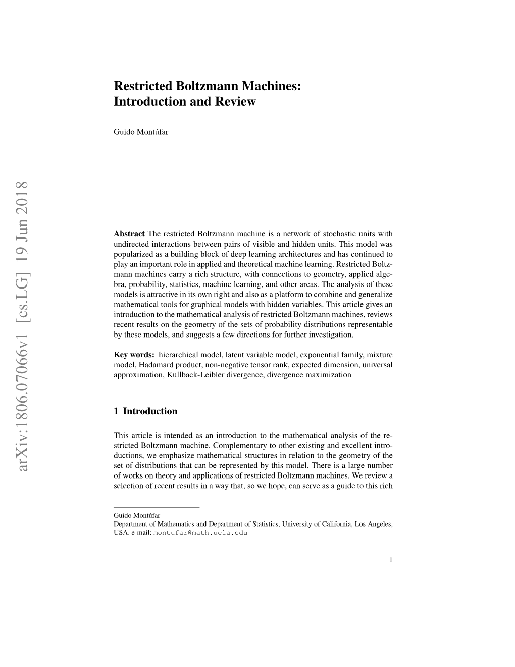Restricted Boltzmann Machines: Introduction and Review