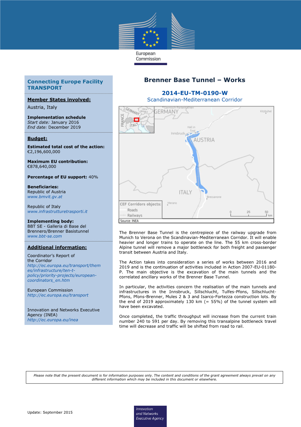 Brenner Base Tunnel – Works TRANSPORT 2014-EU-TM-0190-W