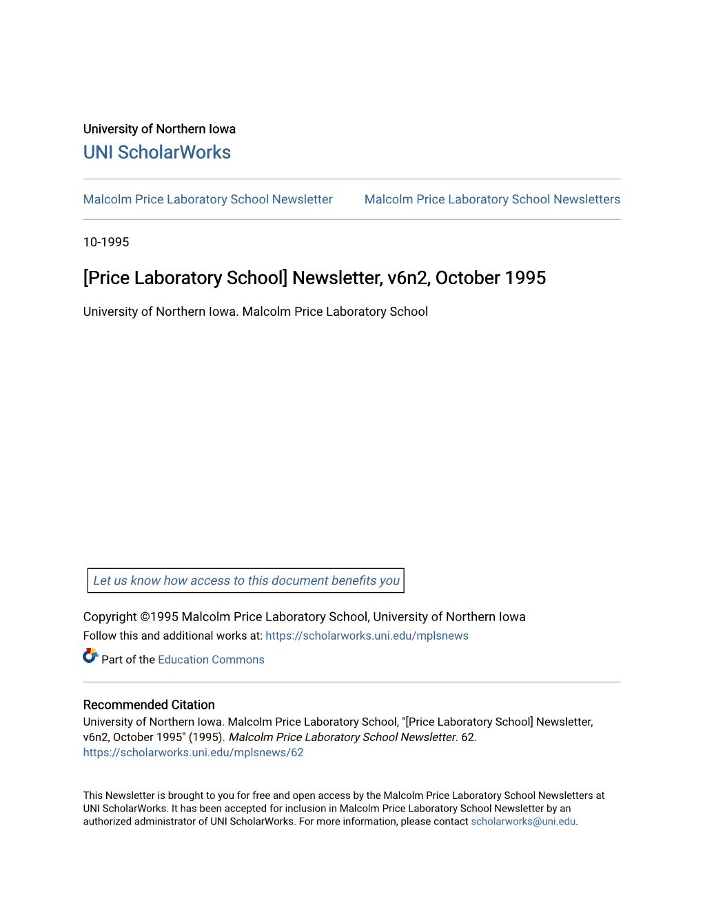 Price Laboratory School Newsletter Malcolm Price Laboratory School Newsletters